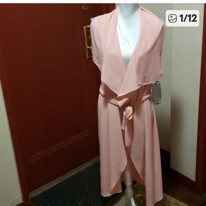 Iris Los Angeles Pink Belted Long Cardigan Size M